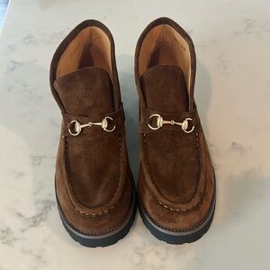 Brown Suede Horsebit Suede Ankle Boots